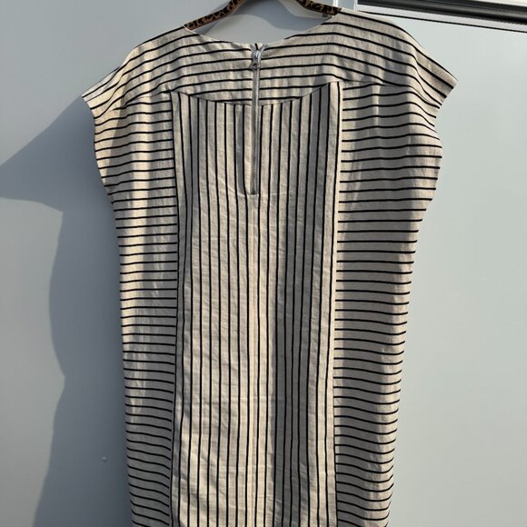 See By Chloé Striped Linen Blend Dress - Size 6 / Cream & Black - Picture 2 of 3